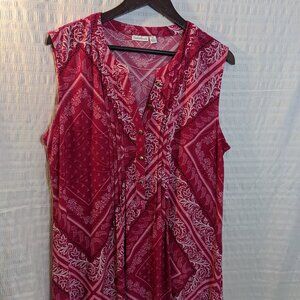 Croft & Barrow Women's Pink/White Sleeveless Tunic Size XL